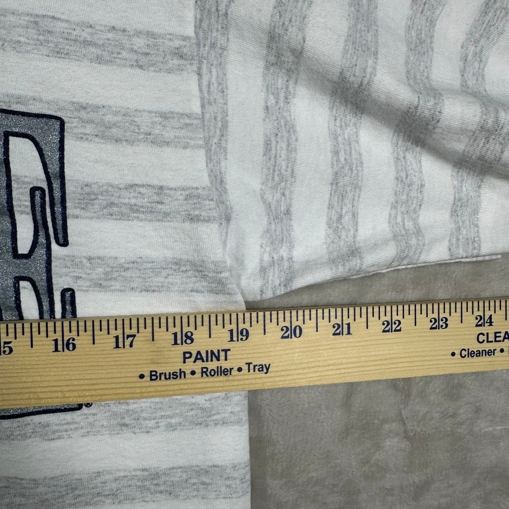 Vintage 90s Penn State Spellout Crest‎ Striped T-Shirt Mens L Made In USA Grey - Picture 5 of 8